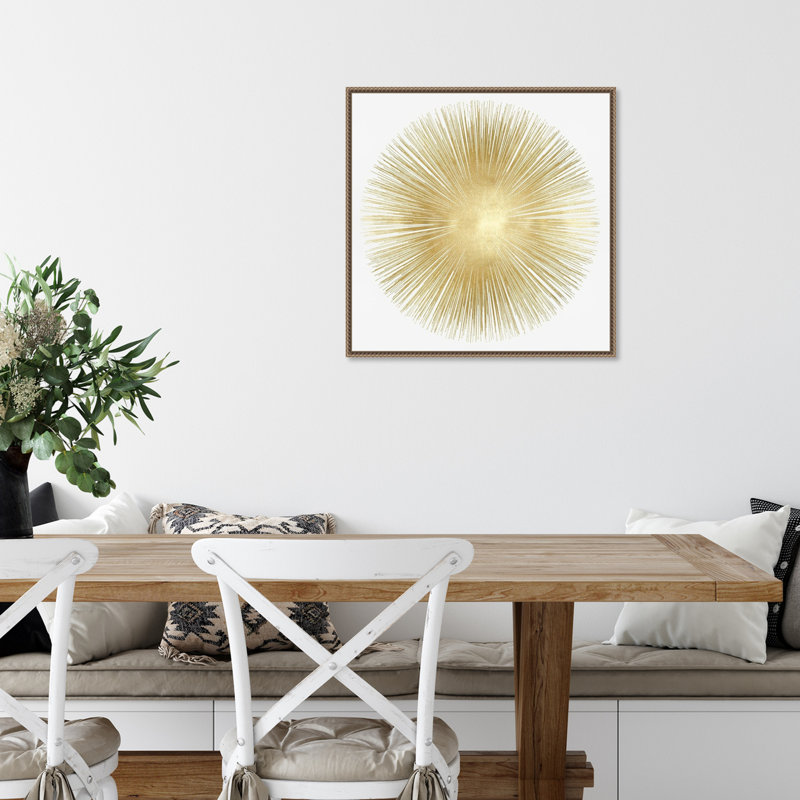 «Sunburst Soft Gold I», reproduction encadrée sur toile par Abby Young, H 22 po x l 22 po