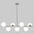 7 - Light 36 inch Dimmable Sputnik Modern Linear Chandelier with White Glass Globe Shade-1116773063