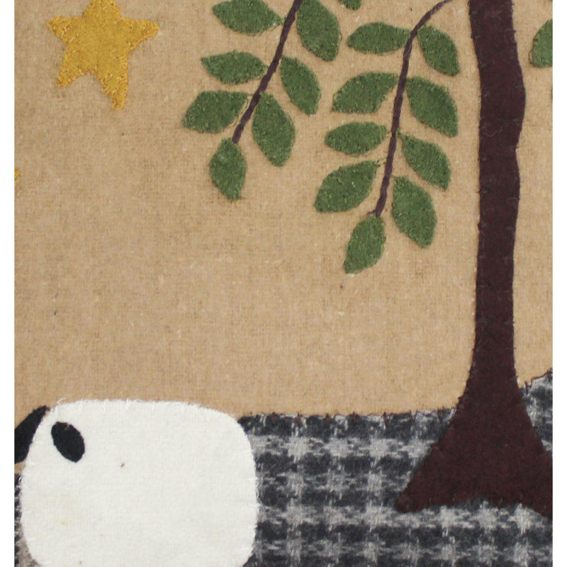 Sheep and Willow Beige Wool Felt 14x14 Throw Pillow