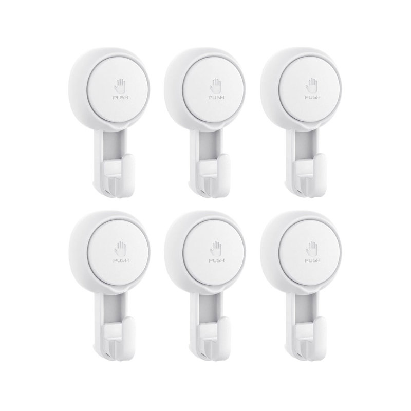 Suction Cup Hooks, 6 Pack Suction Hooks Reusable Powerful Shower Hooks for Bathroom Kitchen
