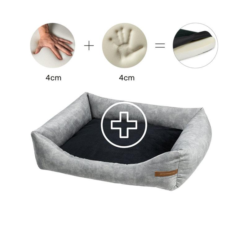 Orthopedic Memory Foam Pet Bed, 15cm H x 75cm W x 85cm D, Grey/Black