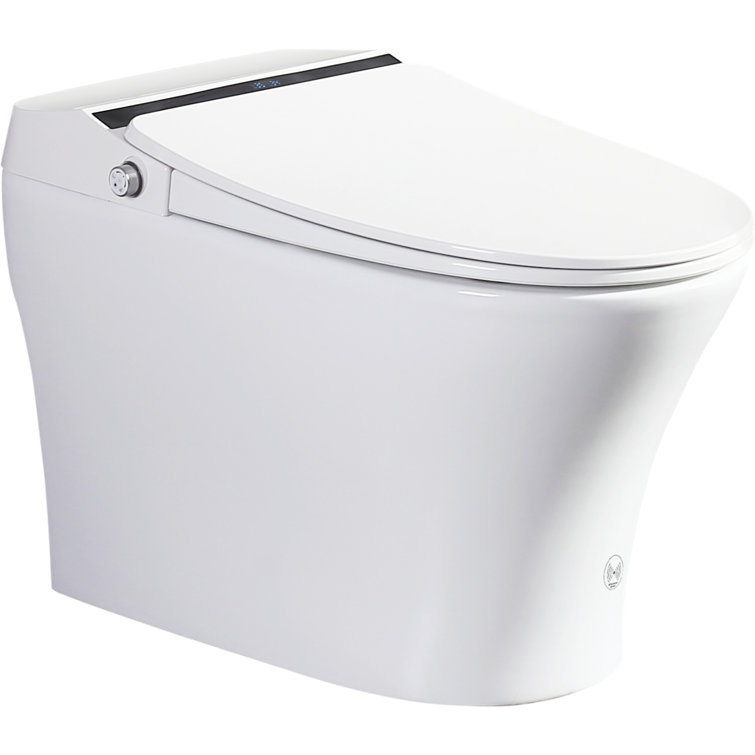 Elongated Smart Toilet Bidet with Auto Flush, Heated Seat, Air Drying, Remote Control, LED Display