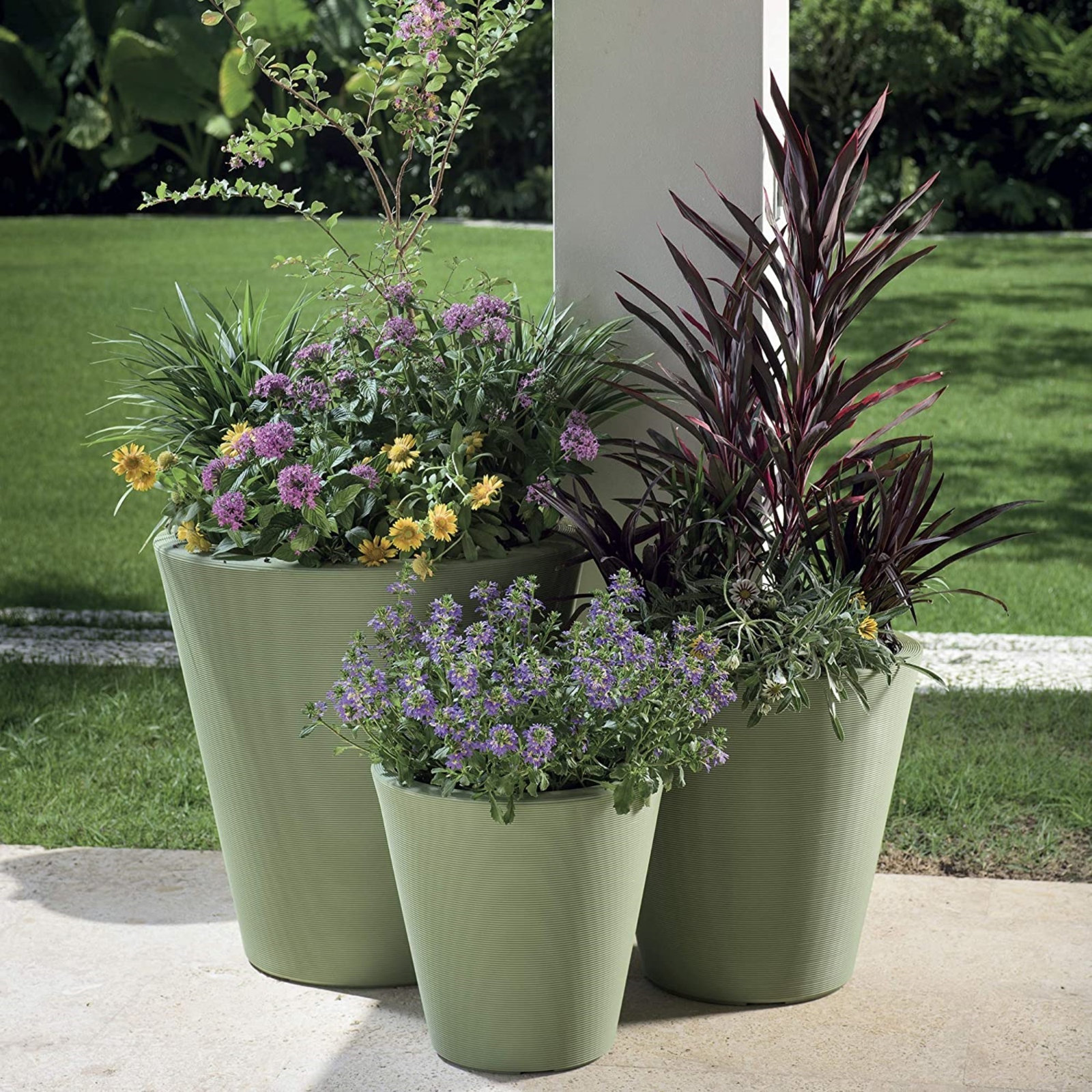 Madison Indoor/Outdoor Modern Round Planter, 26" H x 26" W x 26" D, Olive