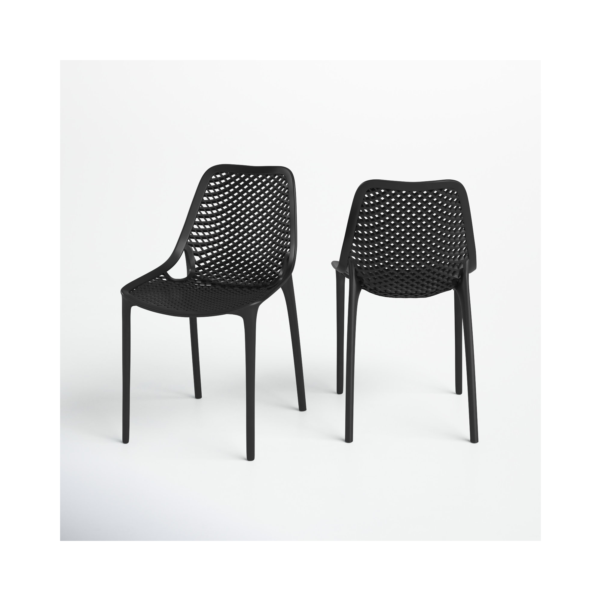 Farrah Premium All-Weather Outdoor Stacking Dining Side Chair, Black