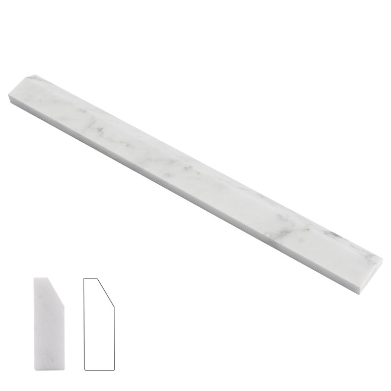 Diflart 1/2 "x 12" Carrara, 3/8 po x 12 po blanc avec veines grises adoucies