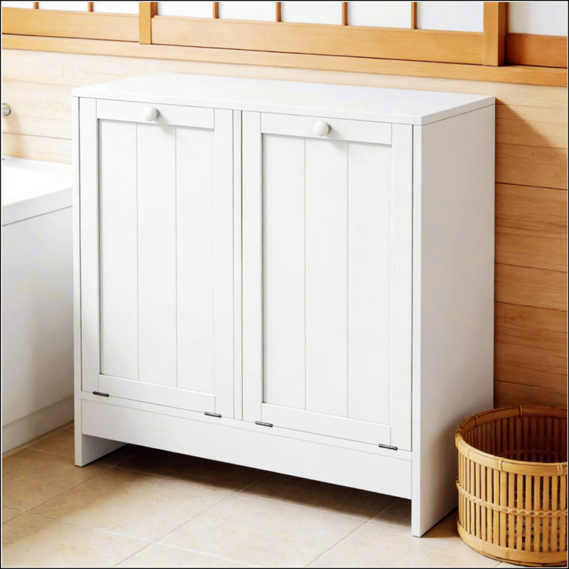 Armoire à panier à linge inclinable à deux compartiments pour un tri et un rangement efficaces, parfait pour les salles de lavage modernes