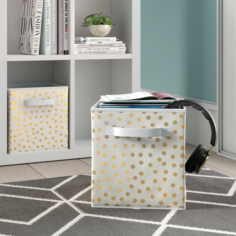 Ensemble de cubes ou bacs en tissu non tissé 4 pièces Alverson, Blanc et or