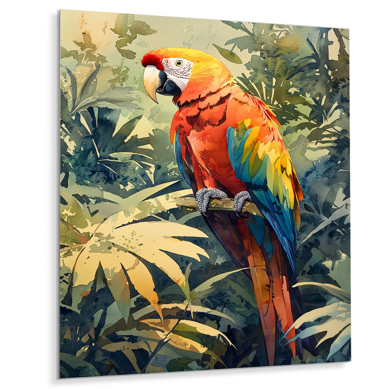 Chrystine - reproduction d'oiseau sur métal, H 20 po x l 12 po