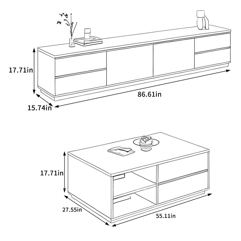Ensemble de table basse et meuble télé Modern Minimalist