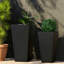 Ensemble de pots à fleurs noirs Modern Modern, oxyde de magnésium durable pour patio et porche