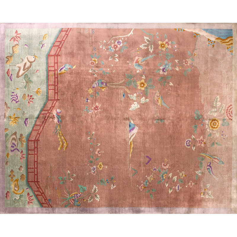 Knotted Antique 1920s Room Size Wool Rectangle Chinese - Art Deco Rug
