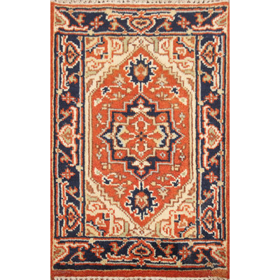 Tapis oriental traditionnel orange en laine 2x3