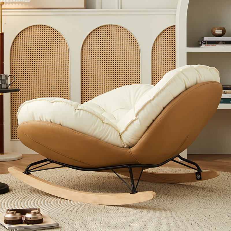 Chaise berçante moderne rembourrée, Brun