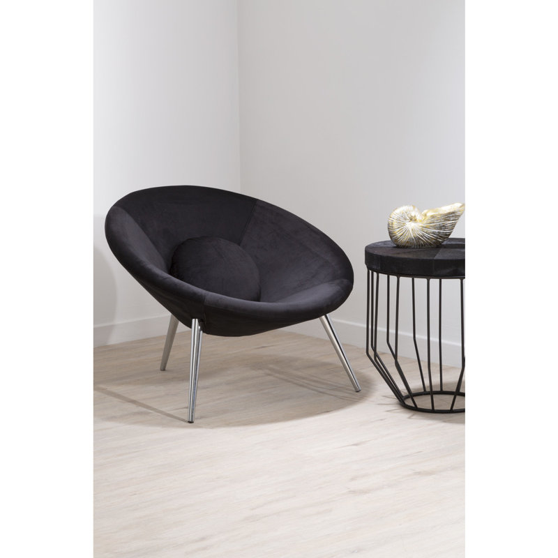 Birklee Velvet Barrel Chair, Black