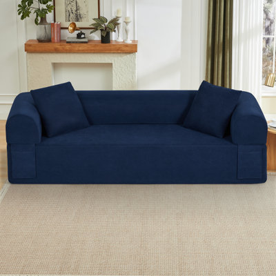 82.7" Boneless Futon Sofa Bed, Compression Foam Couch Bed With 2 Pillows - No Assembly Required