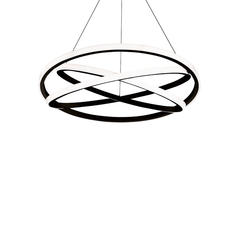 Veloce Unique Tiered Dimmable LED Chandelier, Black, 8" H x 38" W x 38" D