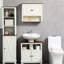 Meuble sous-évier de salle de bain blanc, double porte, rangement gain de place, style