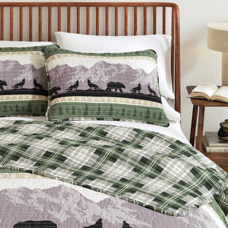 Ensemble de courtepointe Mountaincapes & Plaid Lodge, Courtepointe double / grand + 2 taies décoratives