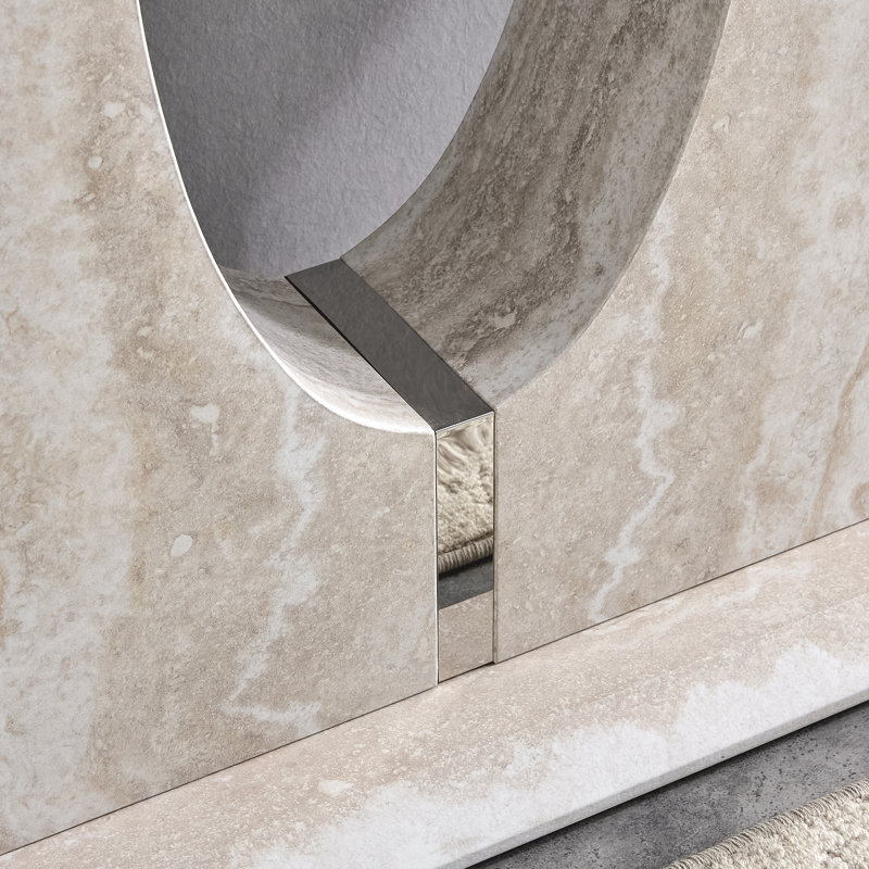 Console étroite à finition claire, canapé-lit de 55 po avec plateau en faux marbre et base en U pour le vestibule, Léger