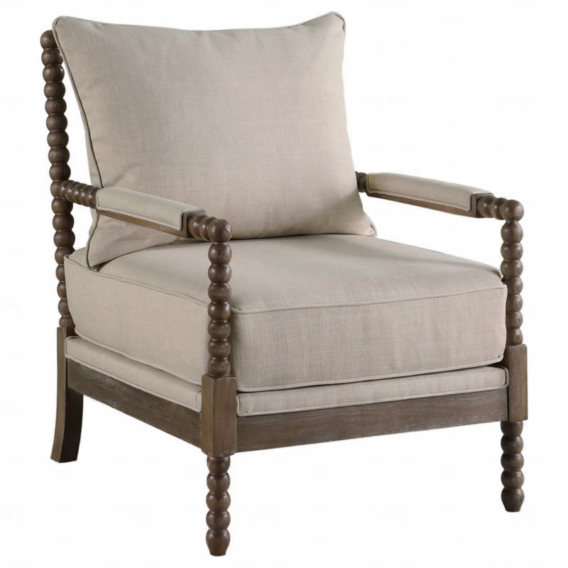 Fauteuil d'appoint à dossier amovible beige et naturel