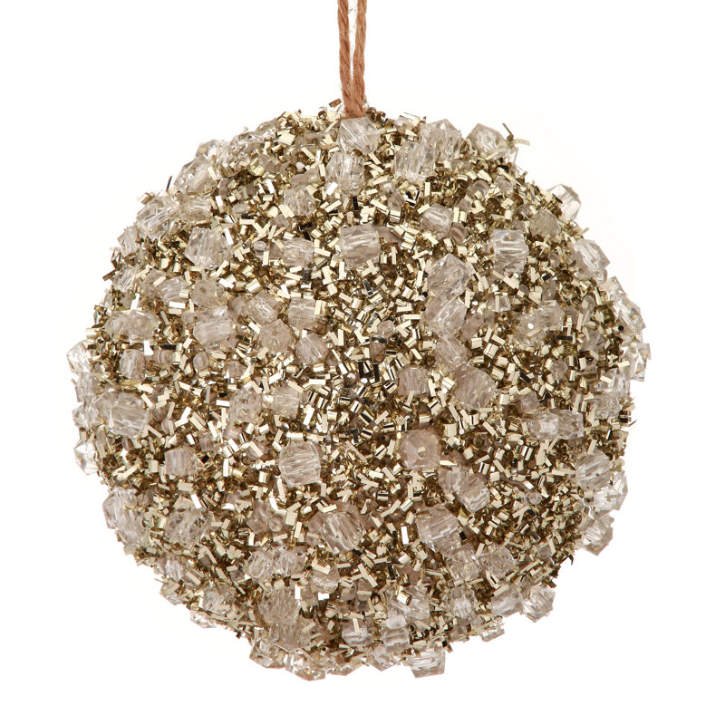 4.5'' Geometric Ball Ornament, Champagne Gold