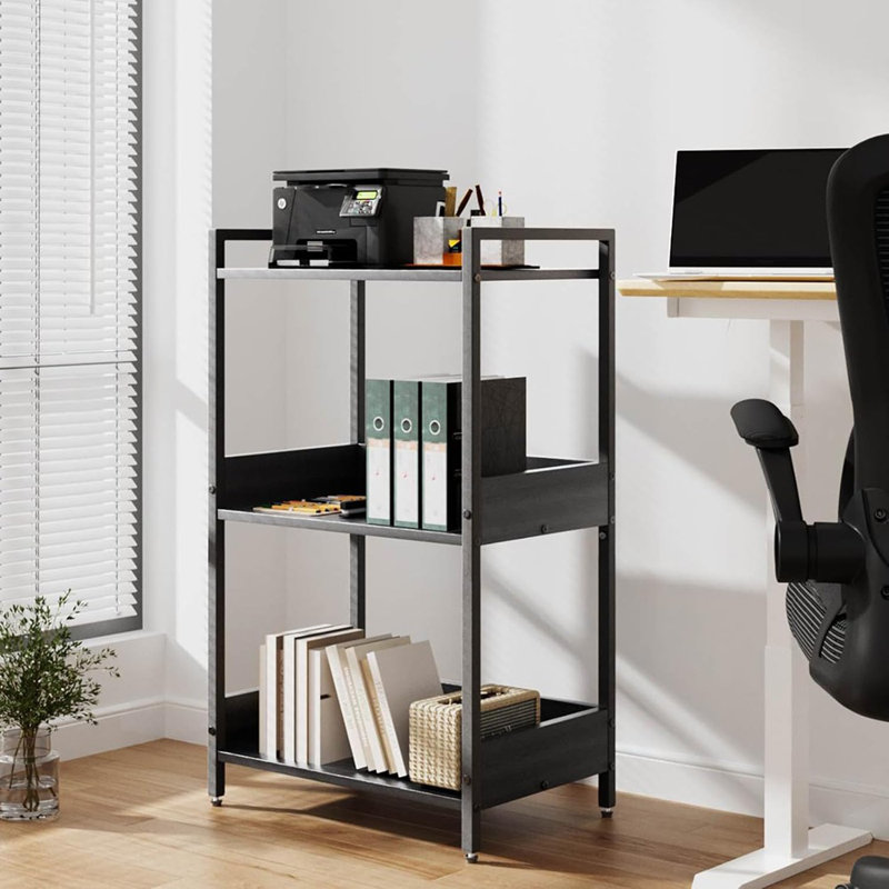 Bibliothèque avec armoire de rangement, commode d'angle moderne à 3 niveaux