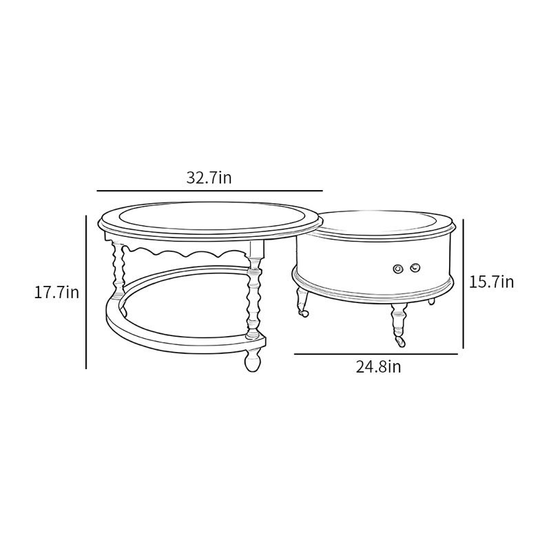 American style retro round coffee table