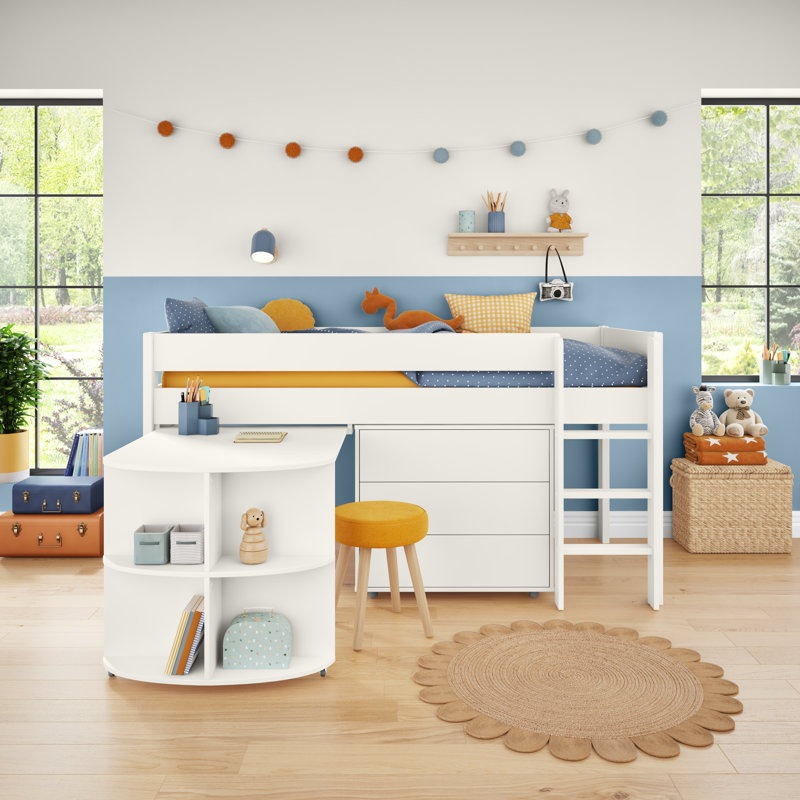 Uno Midsleeper with a Pull Out Desk and 3 Drawer Chest