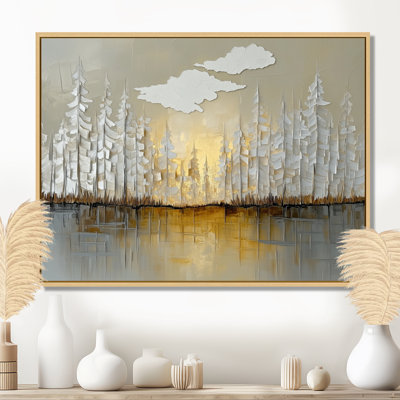 Modern Forest Wall Art, Golden Horizon Canvas, Modern Forest  Golden Grey Horizon
