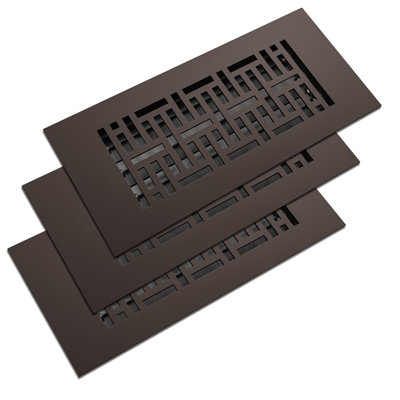Reggio Register 4X10 (3-Pack) Low-Profile Steel Floor Vent Cover - Woven Pattern - With Louvre