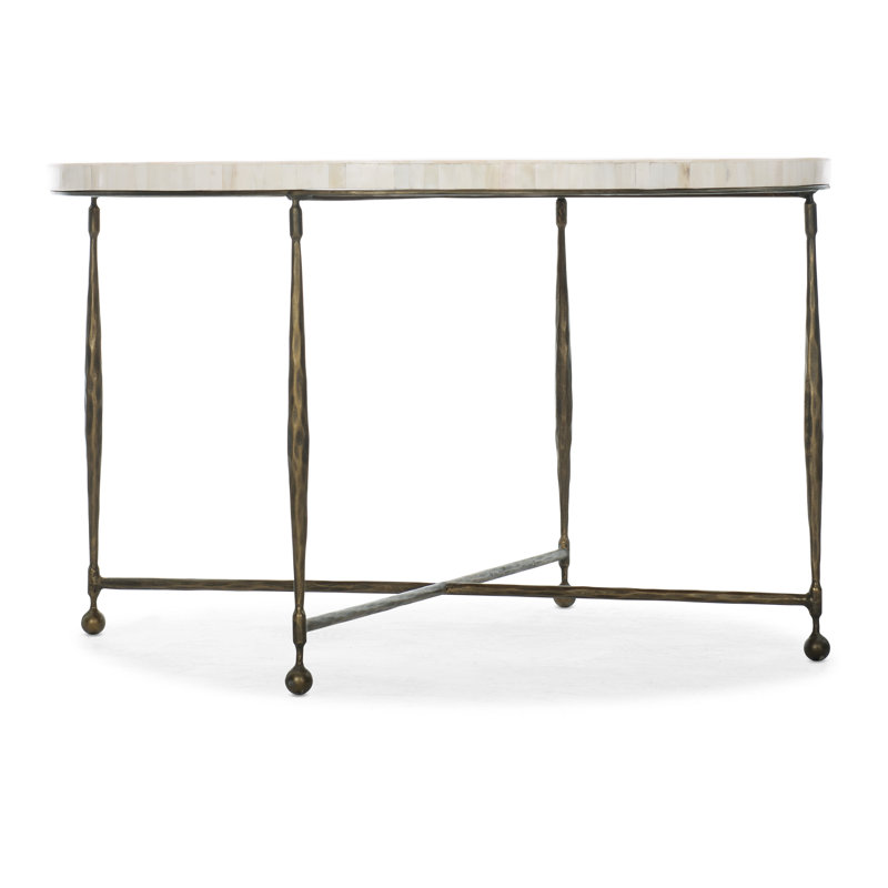 Transitional Round Gold and Beige Wood Coffee Table with Storage