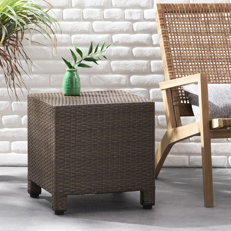 Table d'appoint, design minimaliste et fer, l 18 po x P H, brun, aucun assemblage requis