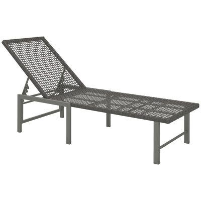 Chaise longue en osier, fauteuil de bronzage inclinable, gris clair