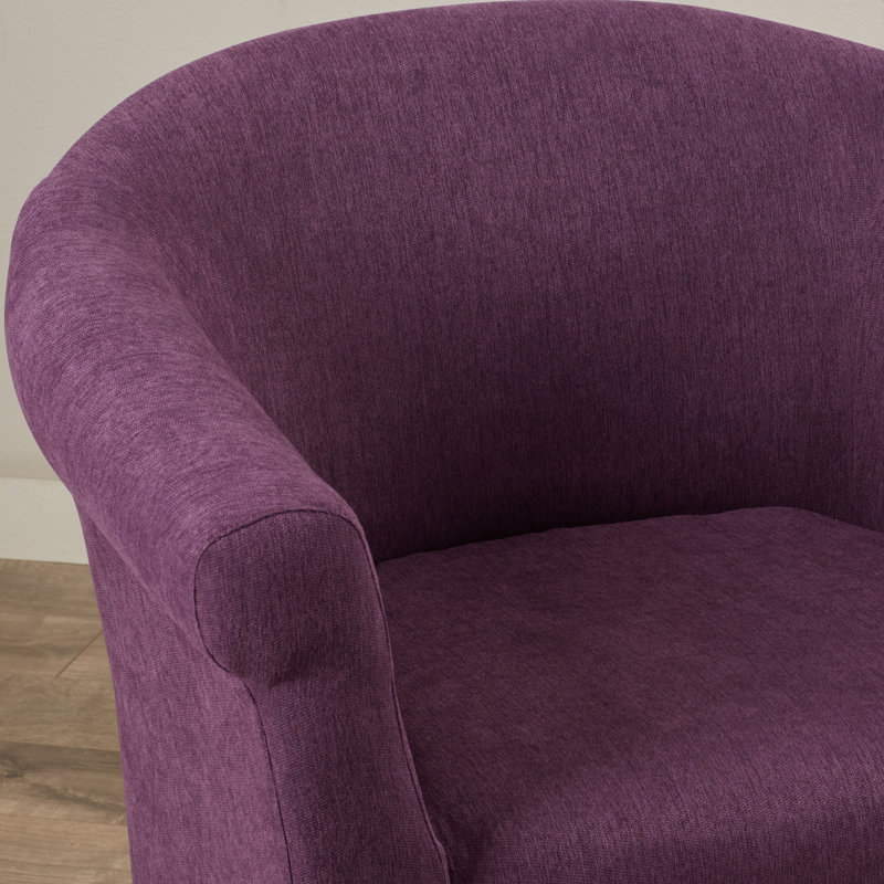 Fauteuil demi-tonneau de 31,5 po de largeur Liam, Toulan en sergé aubergine