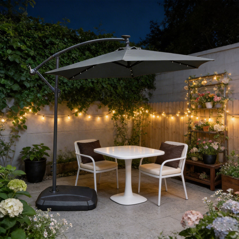 PAU 294cm Lighted Cantilever Parasol, Grey