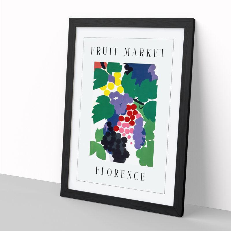 Grapes Florence Fruit Market Exhibition - Single Picture Frame Print on Wood, 46cm H x 34cm W x 2cm D