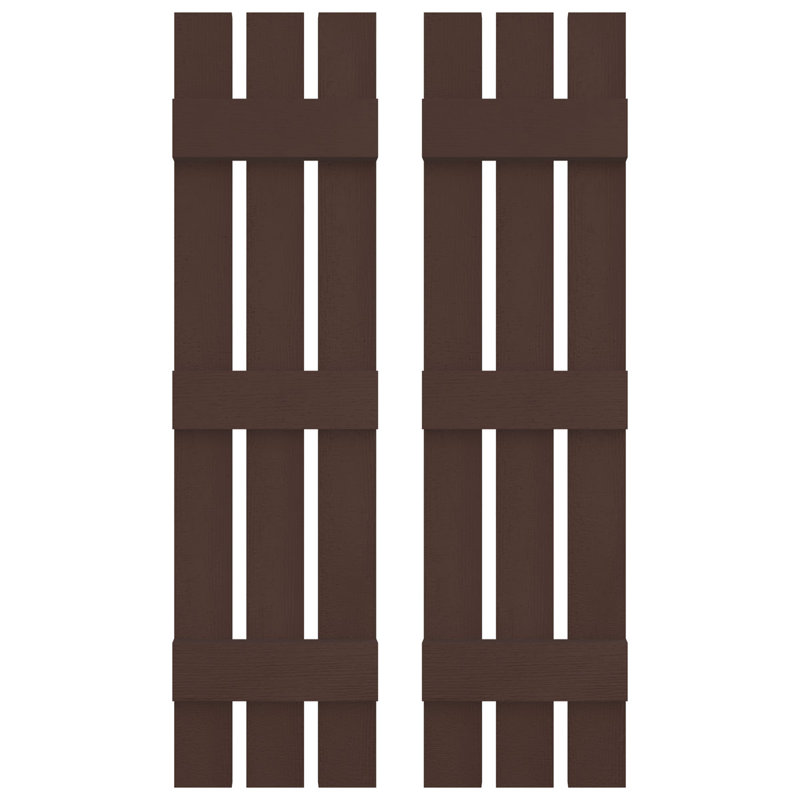 Builders Edge, paire de volets personnalisés à trois planches espacées, planche-n-lattes, Brun fédéral, 61 po