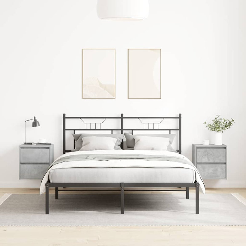 Wall-Mounted Bedside Cabinets 2 Pcs 38X34x40 Cm, Concrete Grey, 2