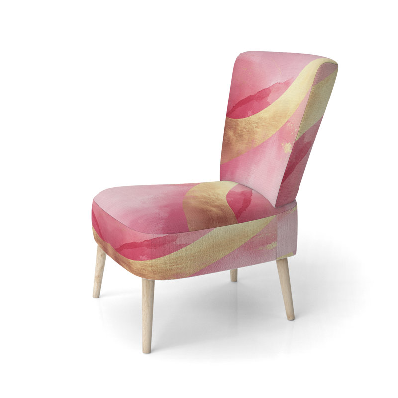 Chaise d'appoint abstraite - Contemporary Flow I - Chaise d'appoint Arcs rose et or, Chaise d'appoint sans accoudoirs