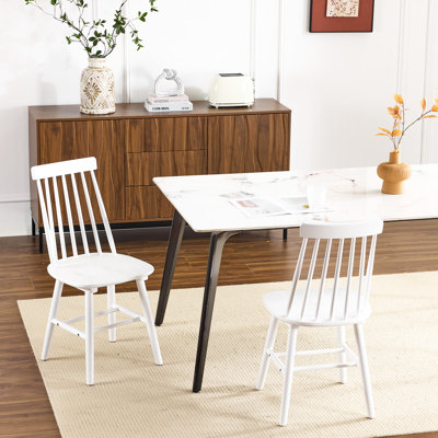 Ensemble de 2 chaises d'appoint et chaises de salle à manger en bois massif Windsor