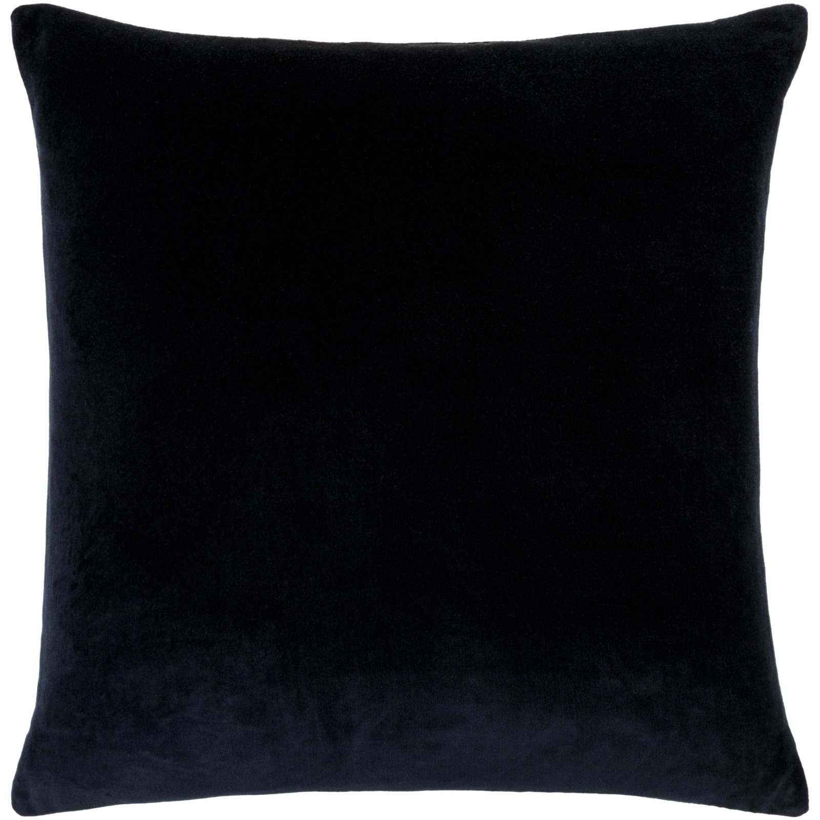 Denny Velvet Throw Pillow , Down, Black, Square 18"