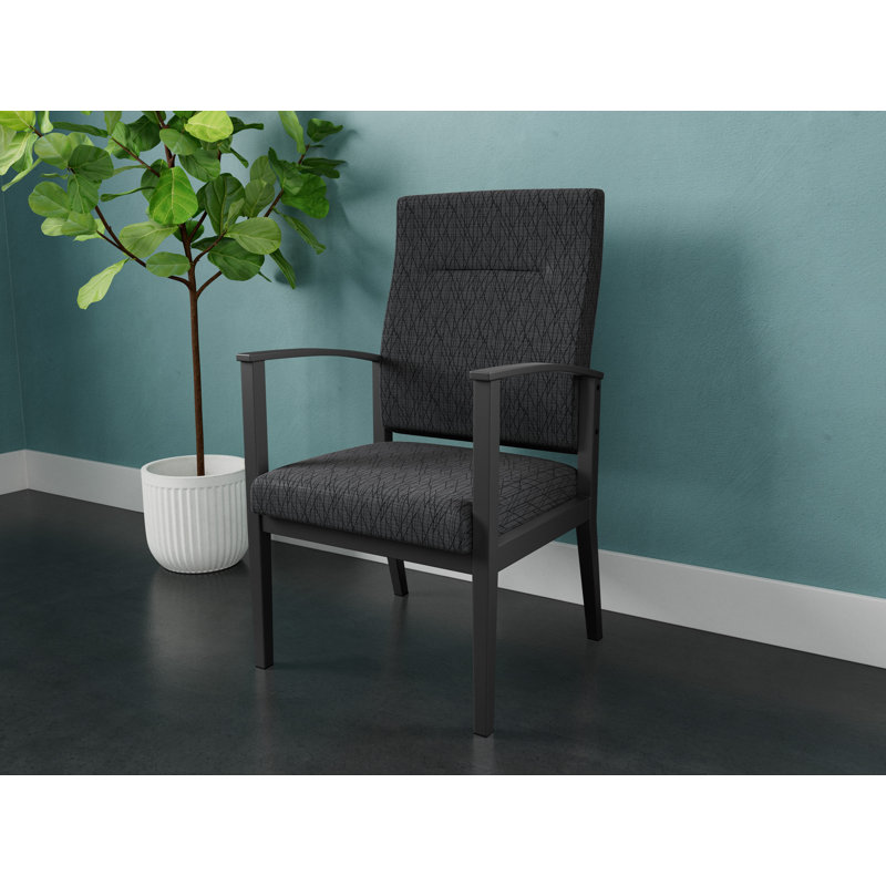 Chaise en métal Amherst, Gris anthracite, Vinyle Patriot Plus Bordeaux