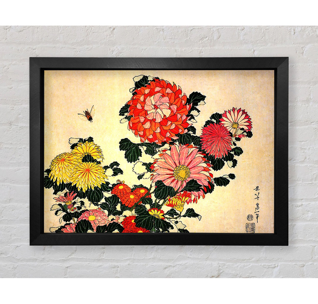 Hokusai Chrysantheme und Biene - Einzelner Bilderrahmen Kunstdrucke