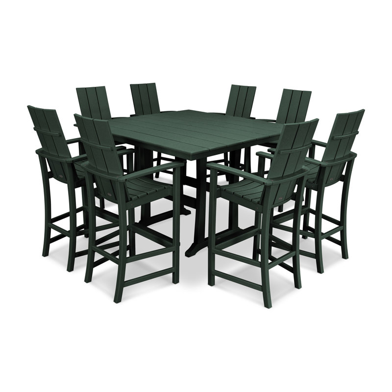 Ensemble de bar tréteaux campagnard 9 pièces POLYWOOD Modern Adirondack, Vert