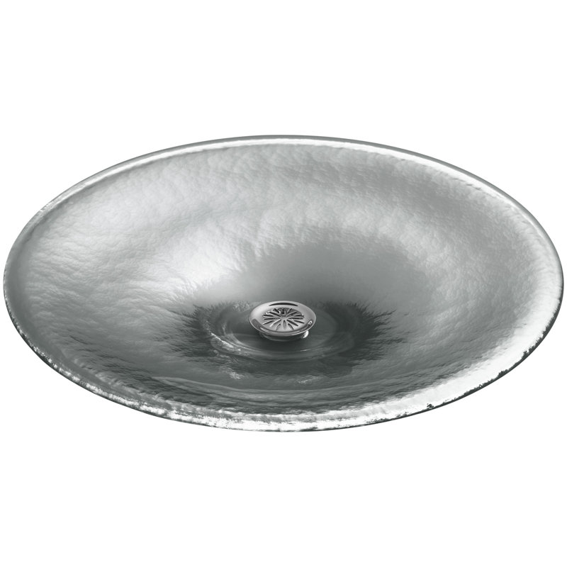 Lavinia Vessels Glass Circular Vessel Bathroom Sink, Pierre translucide