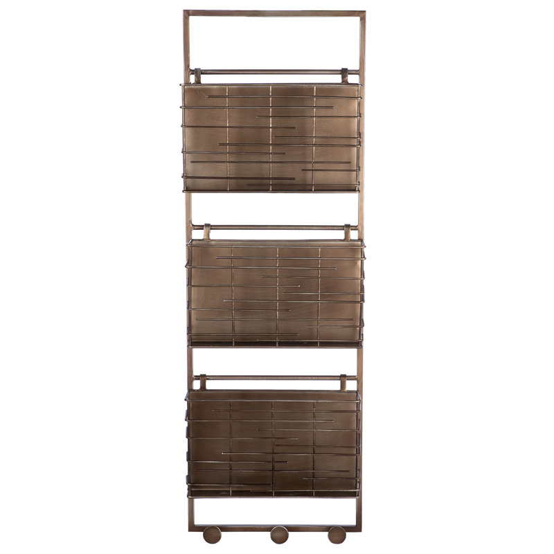 Aakash 3 Piece Metal Tiered Shelf with Hooks
