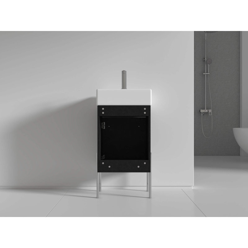 Meuble-lavabo simple 17 po Taft Avenue, Marbre noir, Laiton satiné