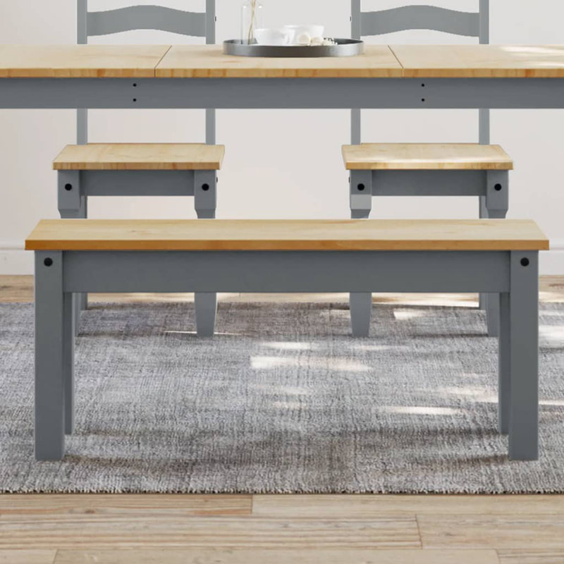 Landrienne Solid Wood Bench, Grey