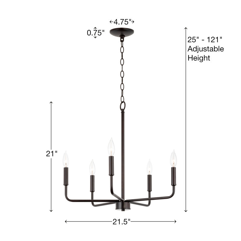 Lustre classique à 5 lumières de style bougie Thlema