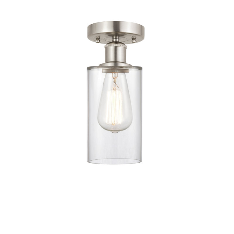 Caldello Glass Semi Flush Mount, Clear, Brushed Satin Nickel